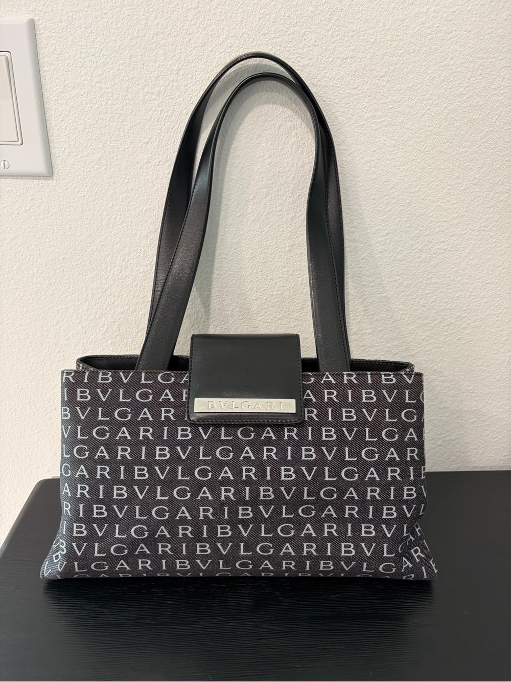 BVLGARI Logomania Canvas Flap Tote Bag